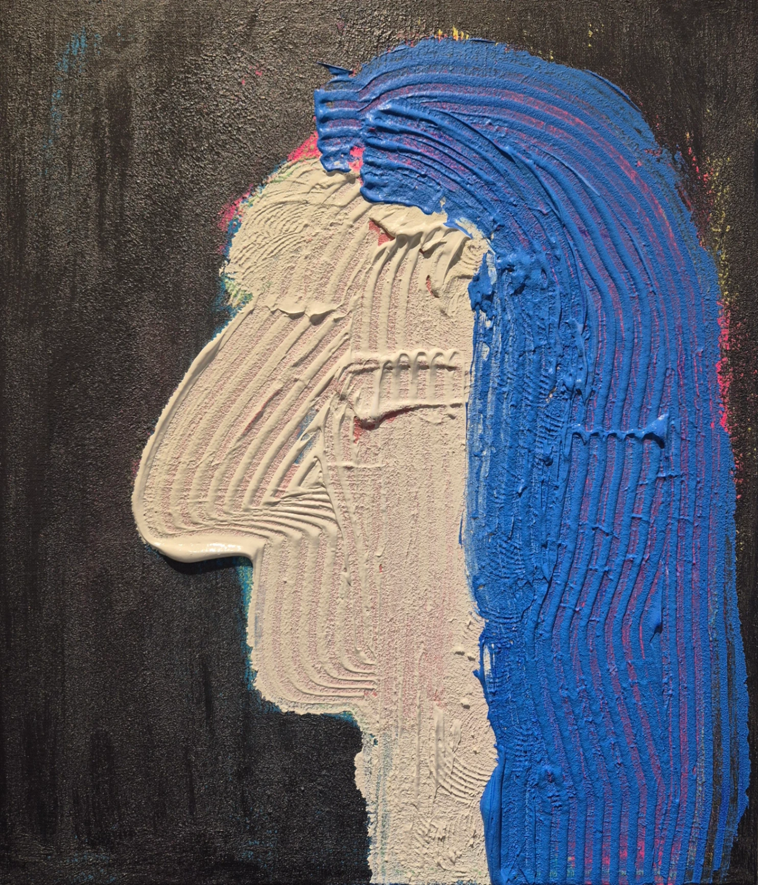 A man with blue hair